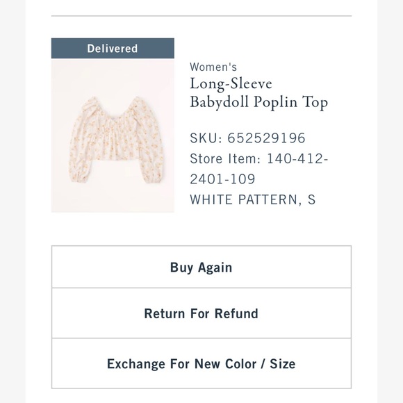 A&F Longsleeve Babydoll Poplin Tee - Picture 6 of 6